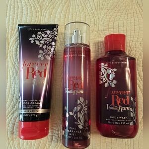 NEW Bath & Body Works Forever Red Vanilla Rum 3 PC Full Size Set